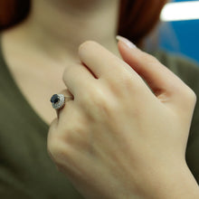 Load image into Gallery viewer, Sapphire Halo Ring with Diamond Accents
