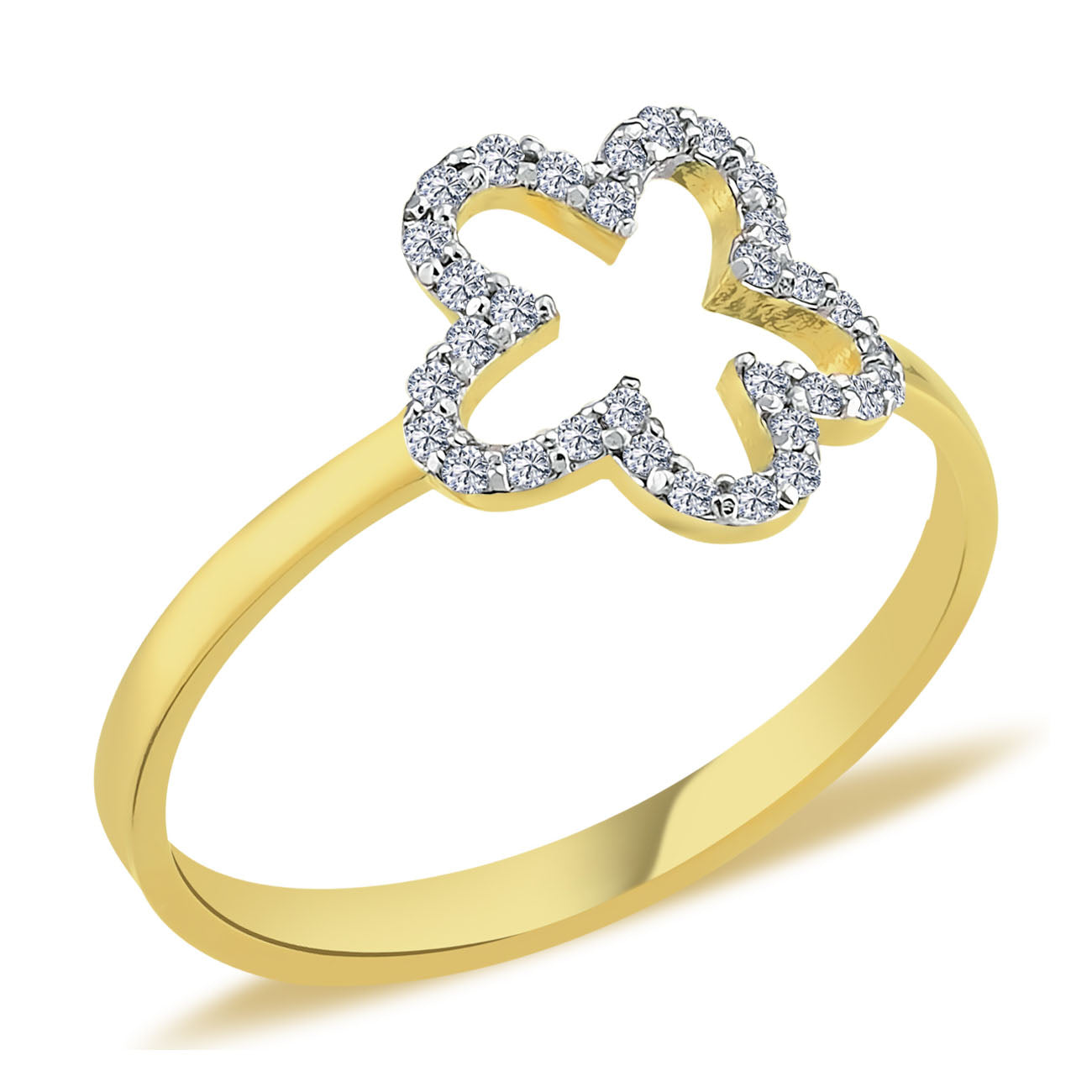 Gold Icon Mesh Ring in Gold with Diamonds