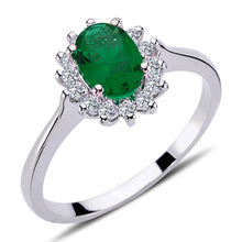 Load image into Gallery viewer, Emerald Halo Diamond Ring
