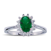 Load image into Gallery viewer, Emerald Halo Diamond Ring