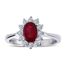 Load image into Gallery viewer, Garnet Diamond Halo Ring