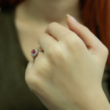 Load image into Gallery viewer, Garnet Diamond Halo Ring