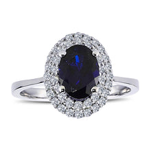 Load image into Gallery viewer, Sapphire Halo Ring with Diamond Accents
