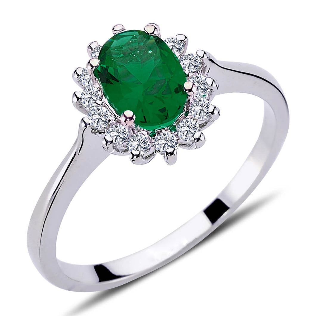 Emerald Halo Diamond Ring