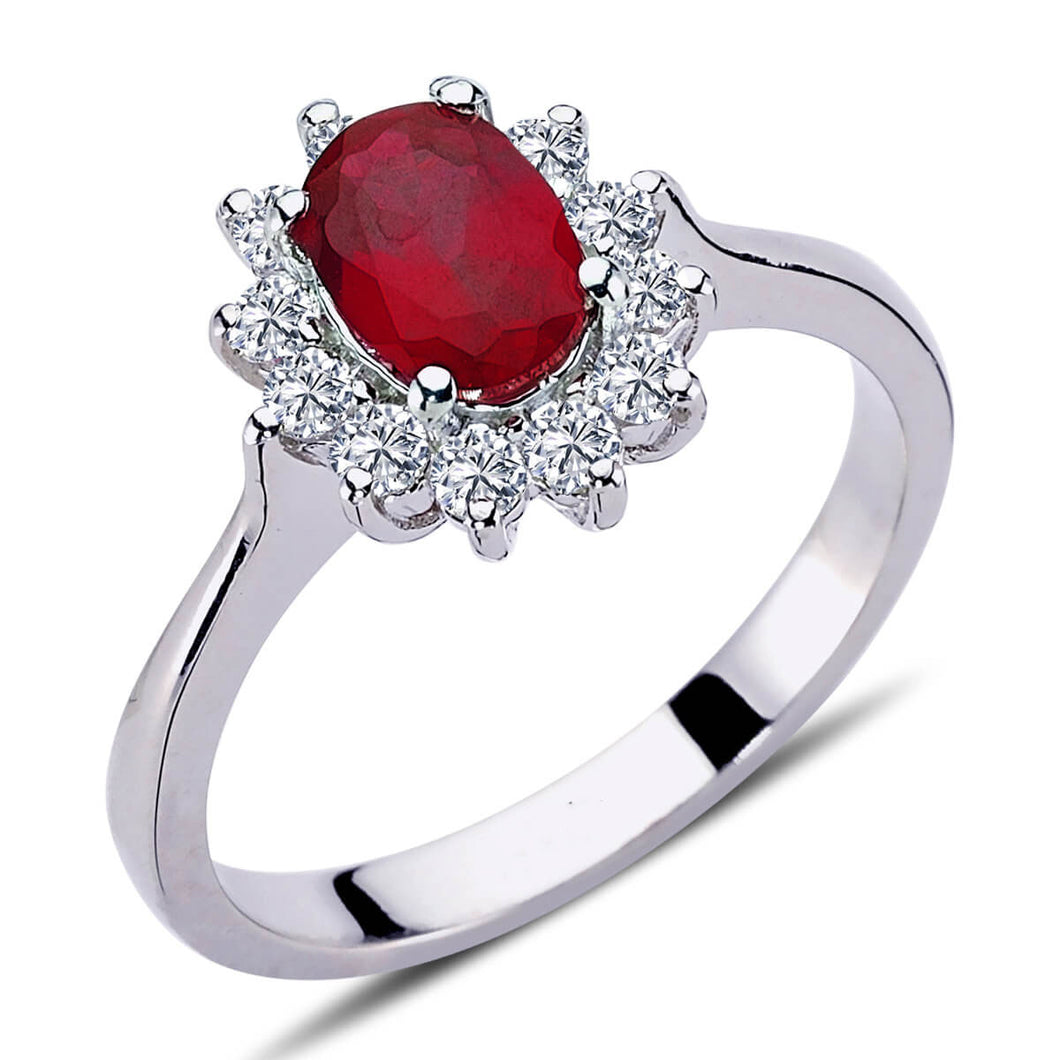 Garnet Diamond Halo Ring