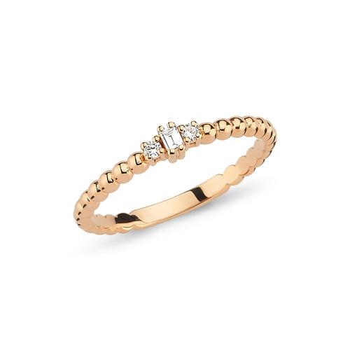 Baguette & Round Diamond Bead Ring