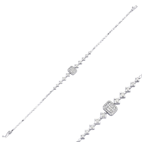 Baguette & Round Cut Diamond Bracelet