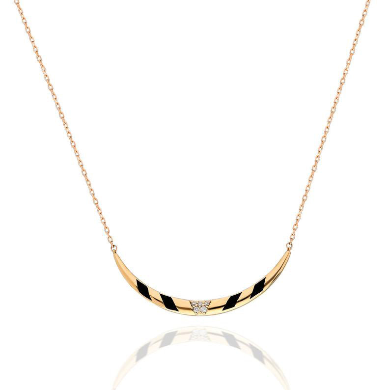 Black Enamel Diamond Necklace