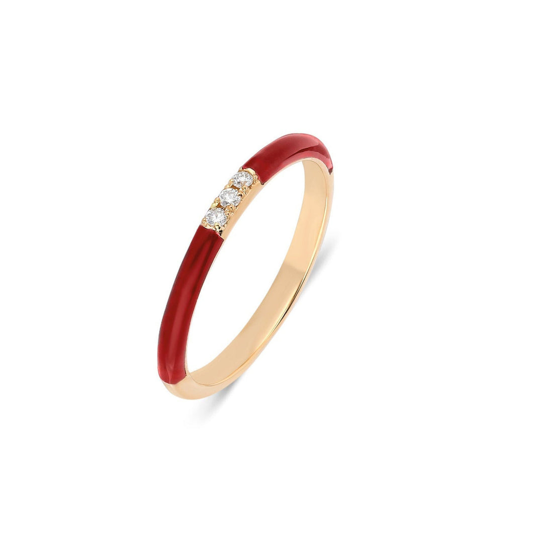 Diamond Red Enamel Ring