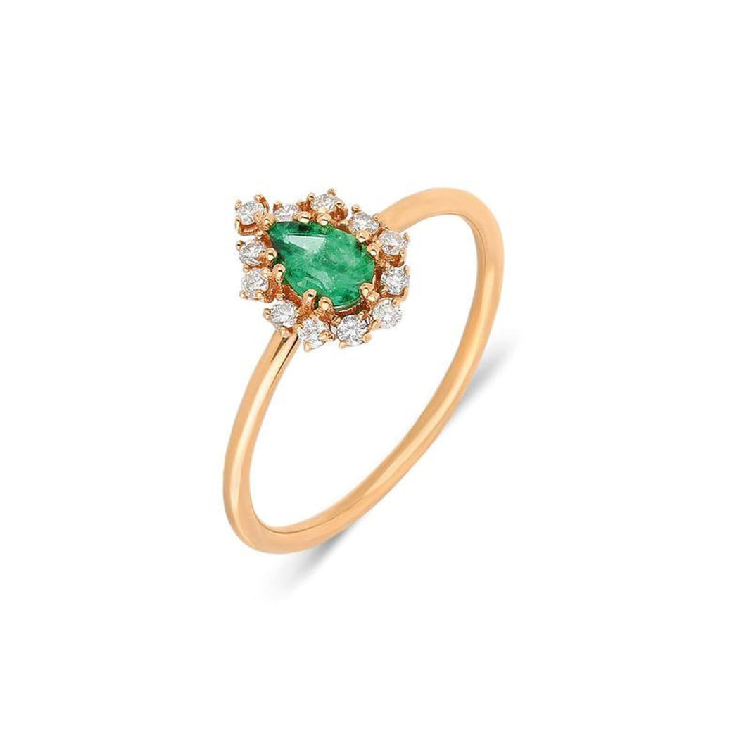 Emerald Halo Diamond Ring