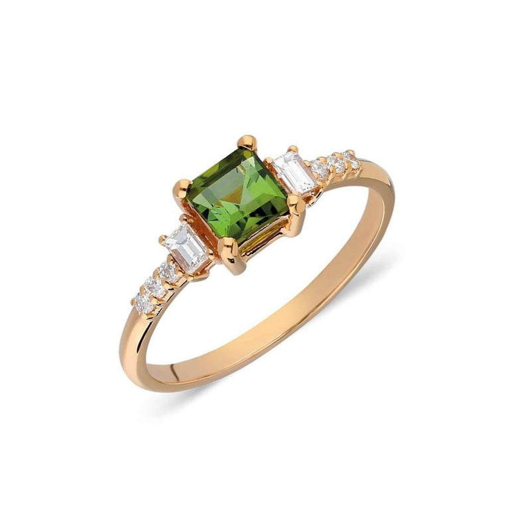 Green Tourmaline Diamond Ring