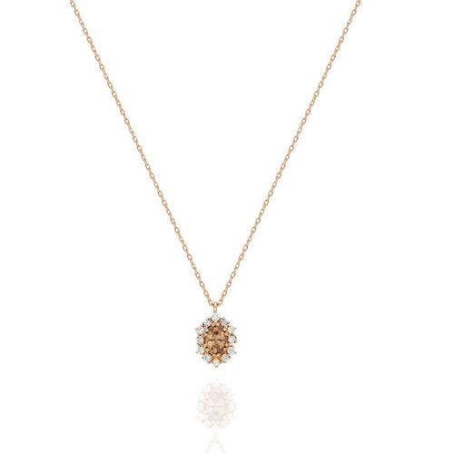 Oval Sapphire & Diamond Halo Necklace