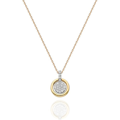 Pave Set Diamond Circle Pendant Necklace