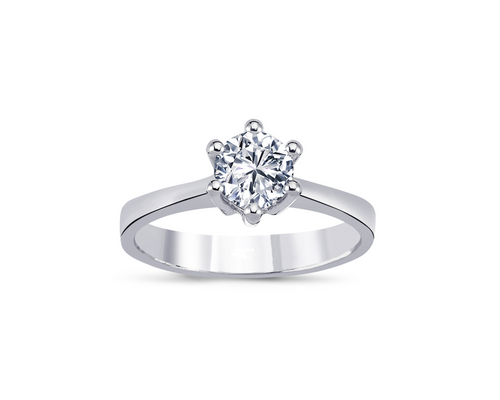Six Pring Solitaire Diamond Ring